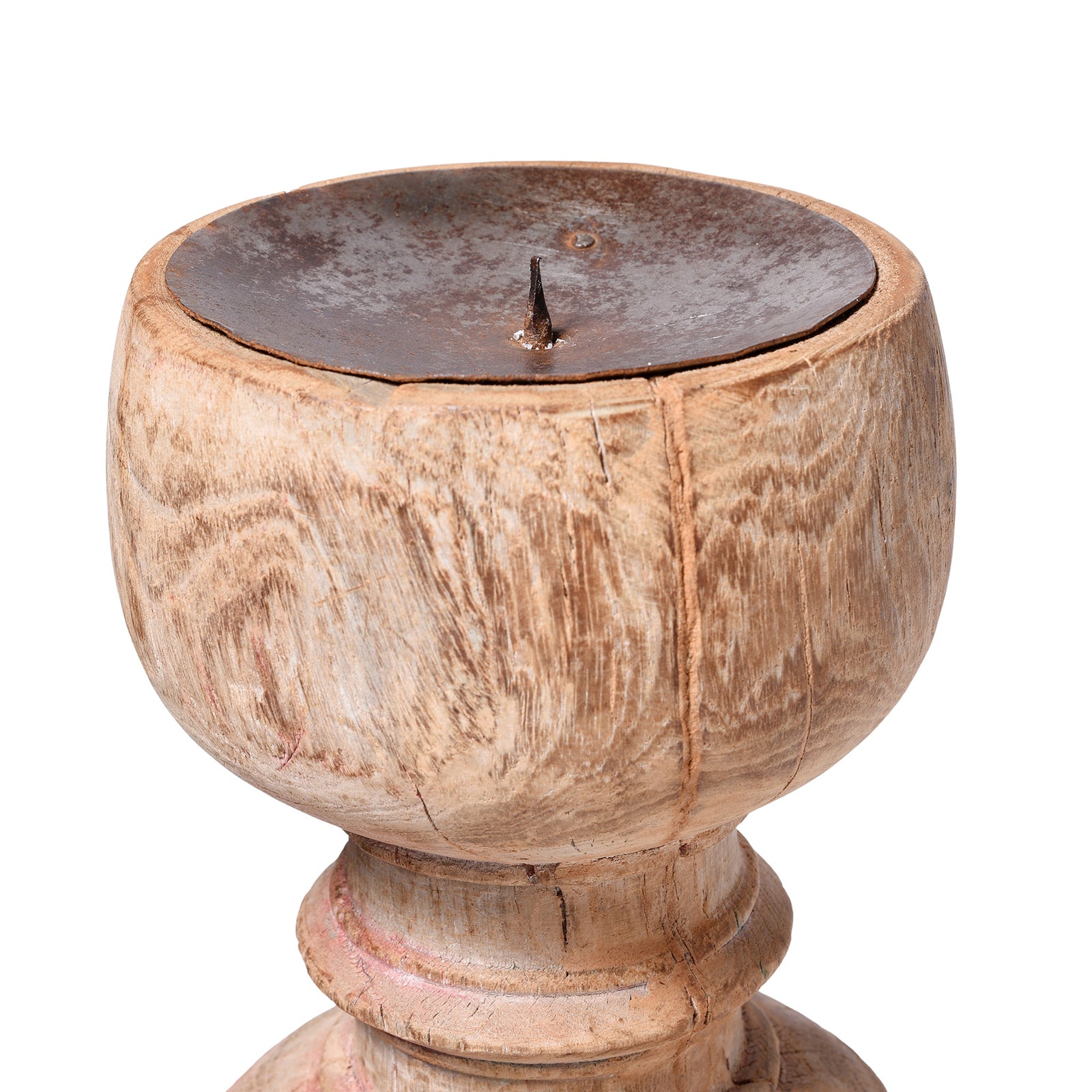 Carved Teak Candlestick Made From An Old Takhat Leg | Indigo Antiques