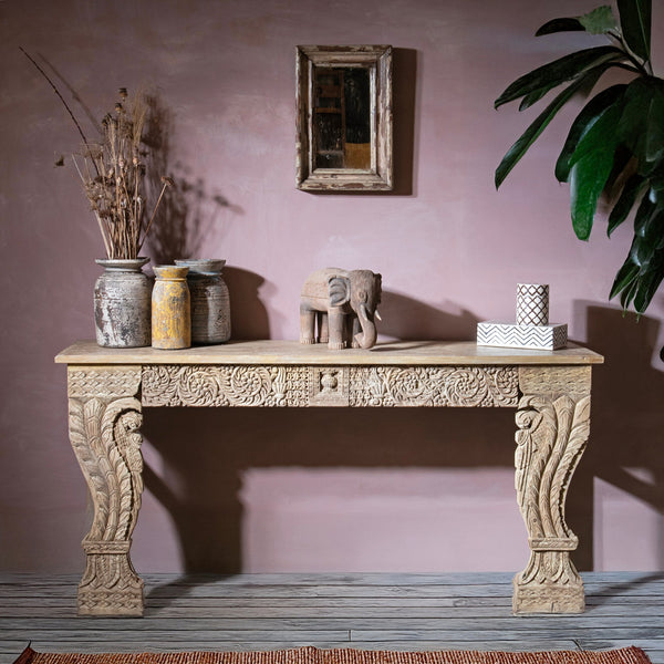 Lifestyle Of Reclaimed Teakwood Console Table With Painted Finish | Indigo Antiques