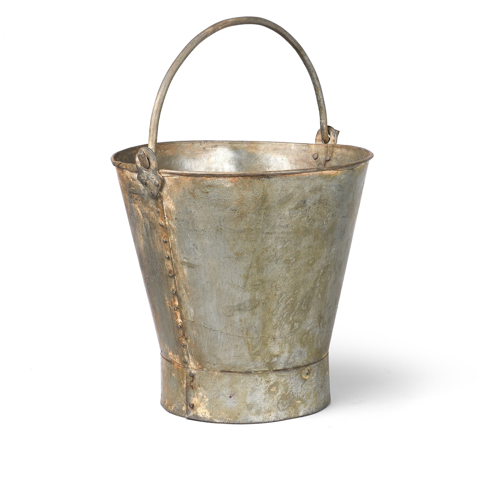 Vintage Galvanized Iron Bucket From Rajasthan For a planter or bin | Indigo Antiques
