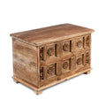 Carved Blanket Chest Made From Reclaimed Ceiling Panels