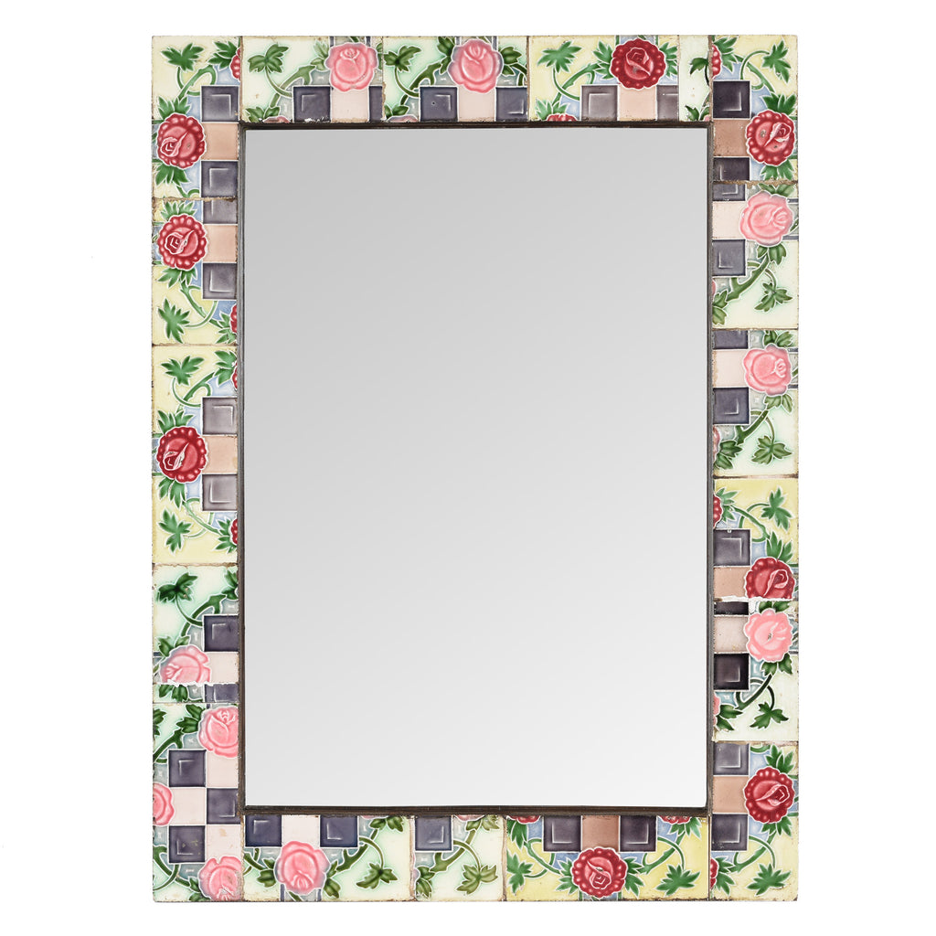 Mirror Made From Old Japanese Ceramic Tiles (46 x 61 cm)