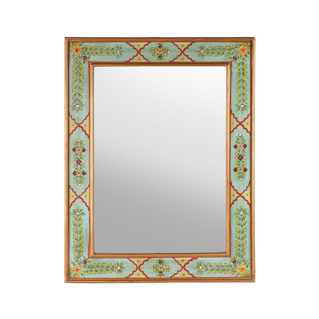 Aqua Hand Painted Indian Mirror