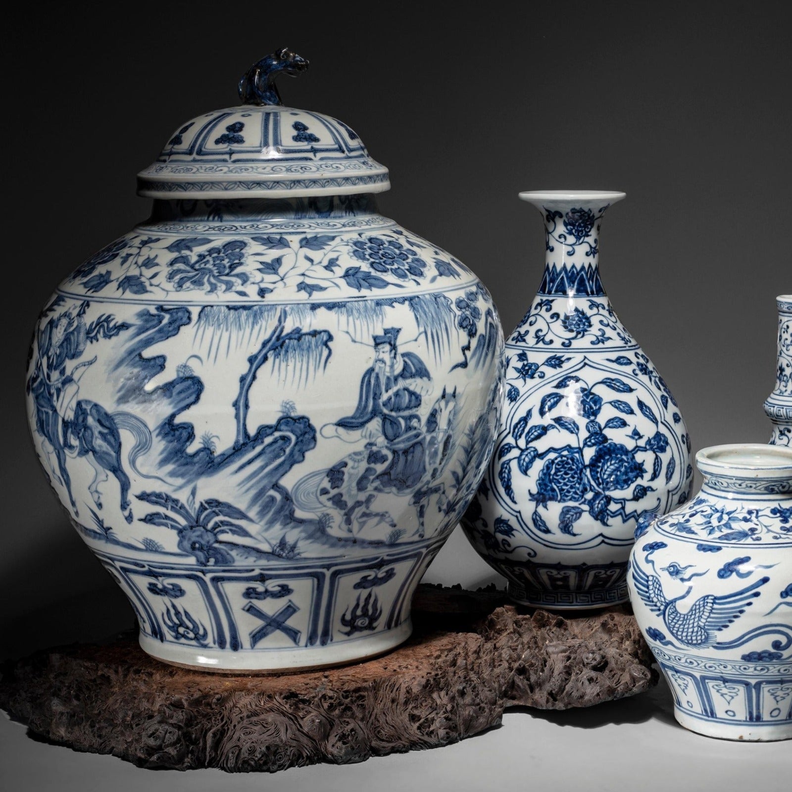 Blue & White Porcelain Wine Jar With Mouse Lid | Indigo Antiques