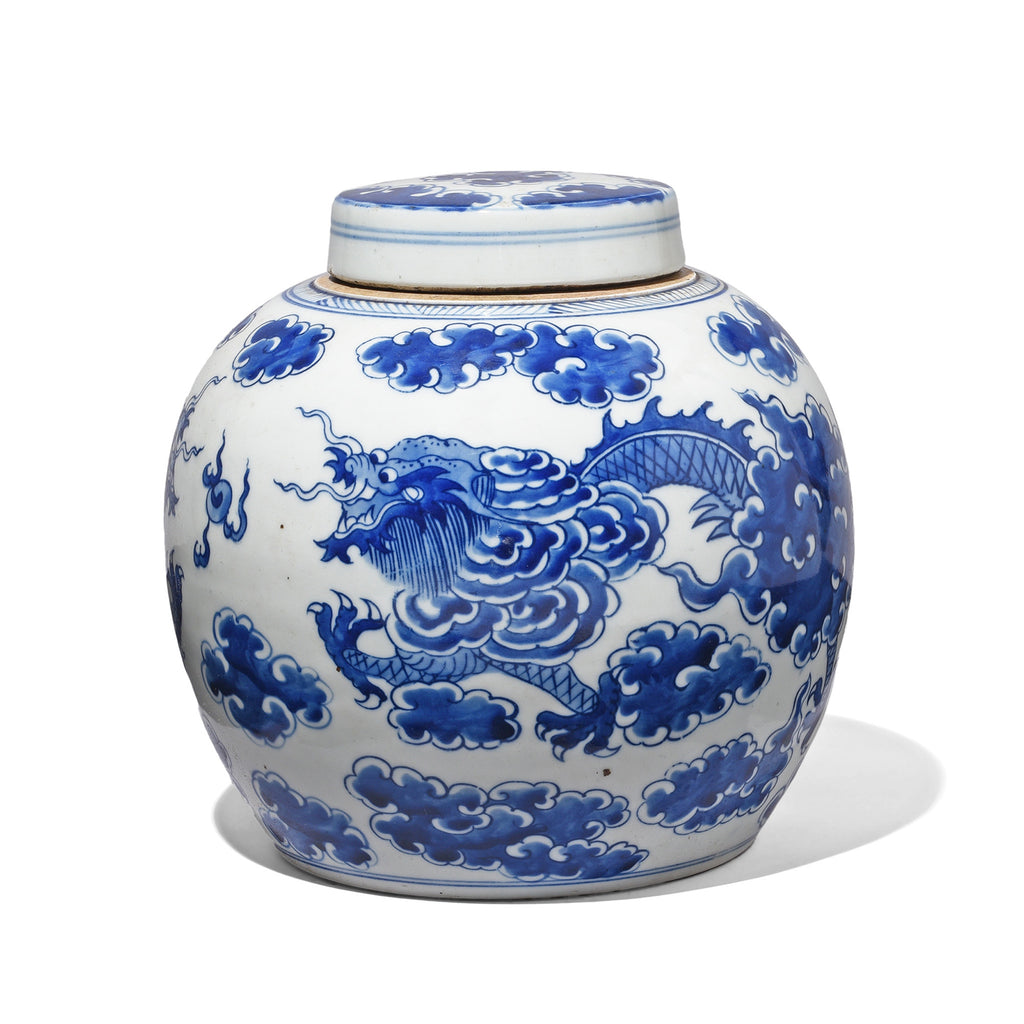 Blue & White Porcelain Ginger Jar - Dragon