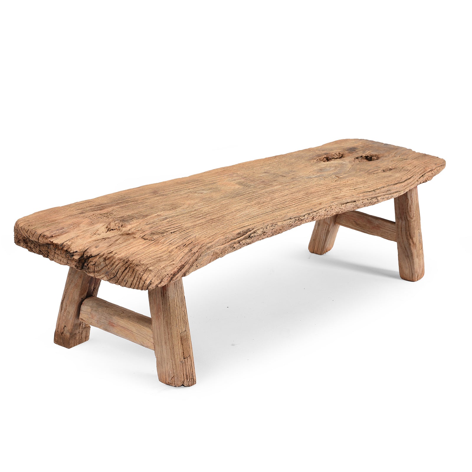Old Rustic Chinese Bleached Elm Farmers Seat - 19Th Century
