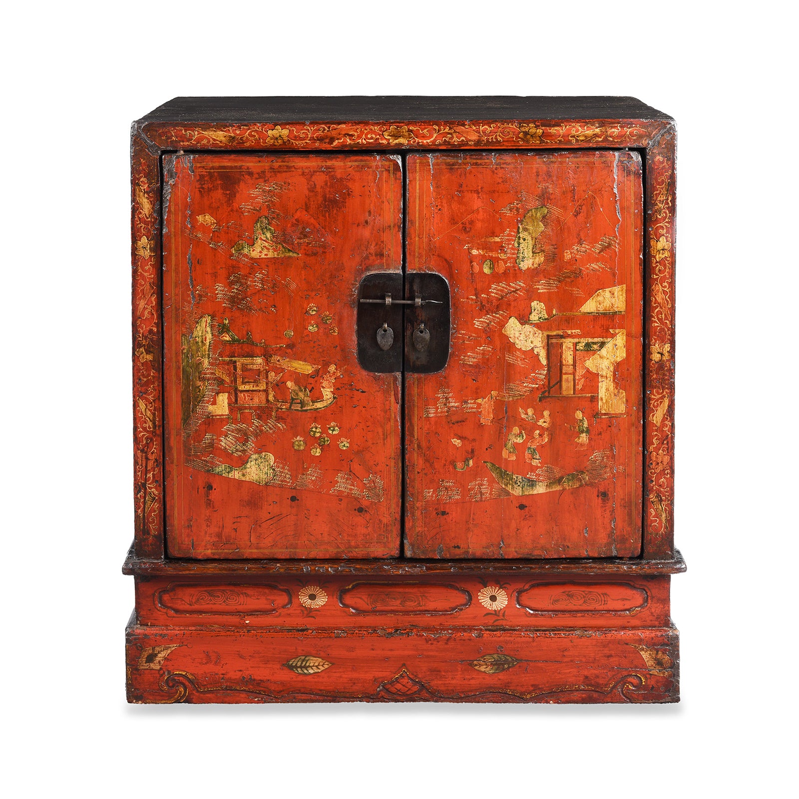 Antique Chinese Red Lacquer Book Cabinet From Shanxi - 19th Century | Indigo Antiques