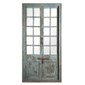 Glass Panelled Painted Indian Door From Shimla - 19th Century