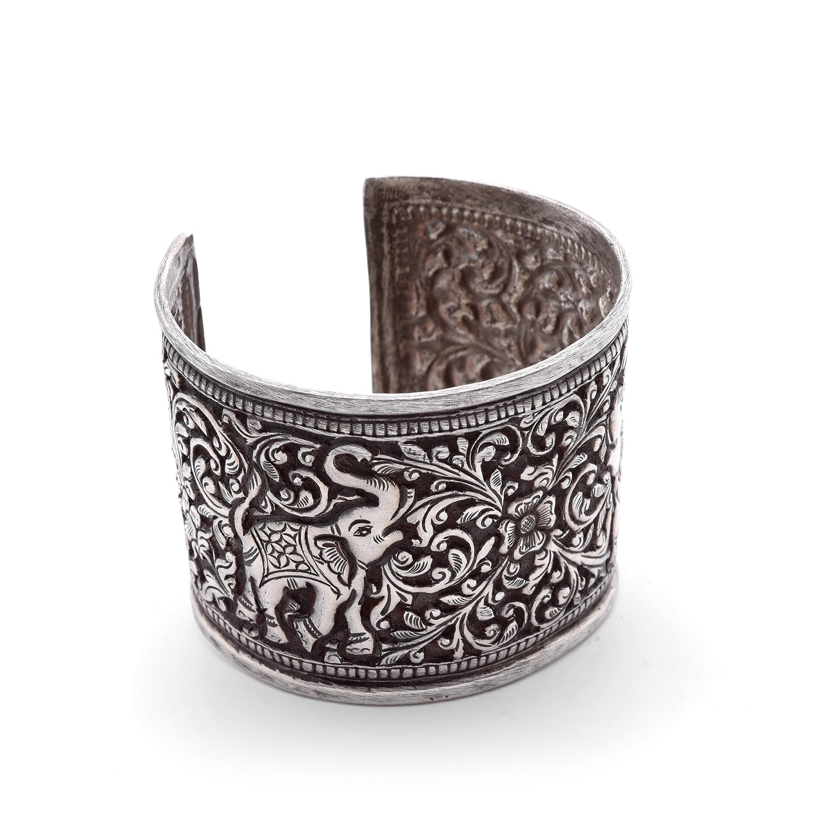 Tribal Indian Silver Elephant Cuff Bracelet | Indigo Antiques