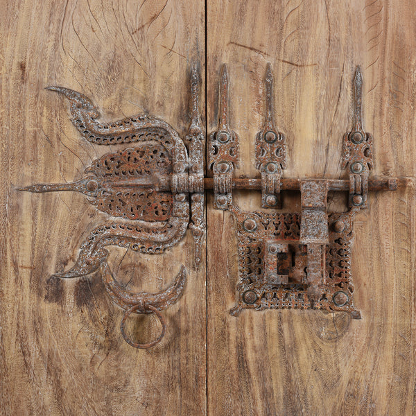 Old Kerala Door With Ornate Iron Lock - 19thC