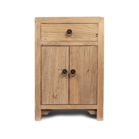 Bedside Cabinet With Drawer Made From Bleached Elm