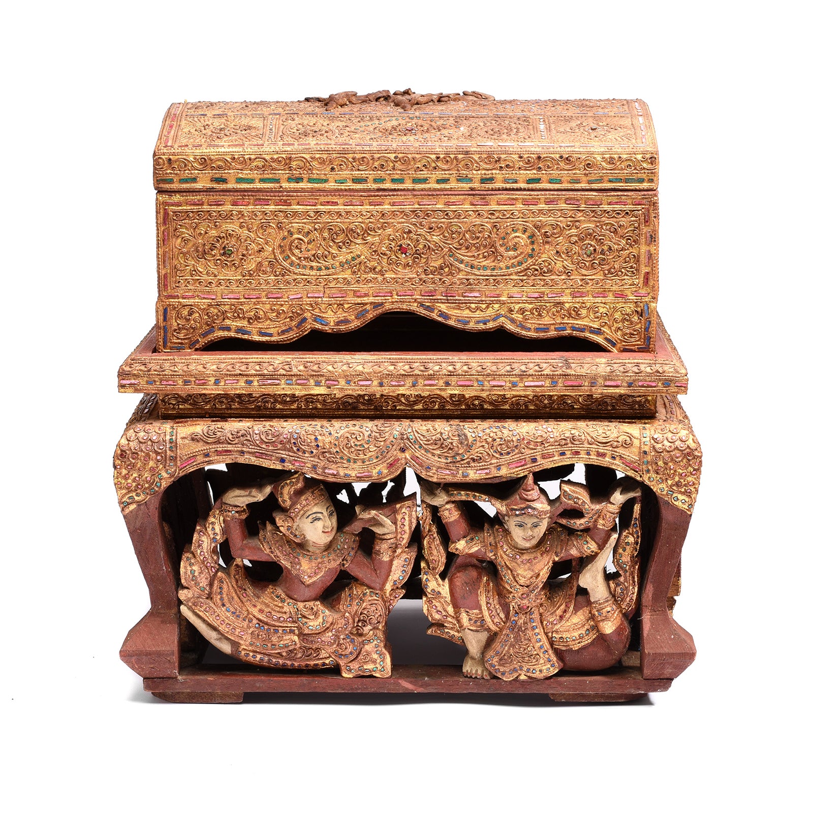 Antique Gilt Wooden Burmese Manuscript Box - Early 20th Century | Indigo Antiques