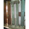 A Pair of Painted Teak Pillars with Original Stone Bases - 19thC