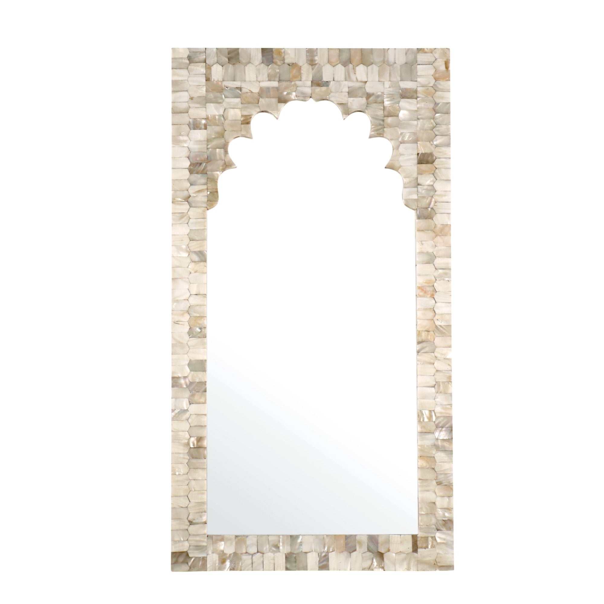 Mother Of Pearl Mughal Style Mirror - 40 x 4 x 75 (wxdxh cms) - A6232