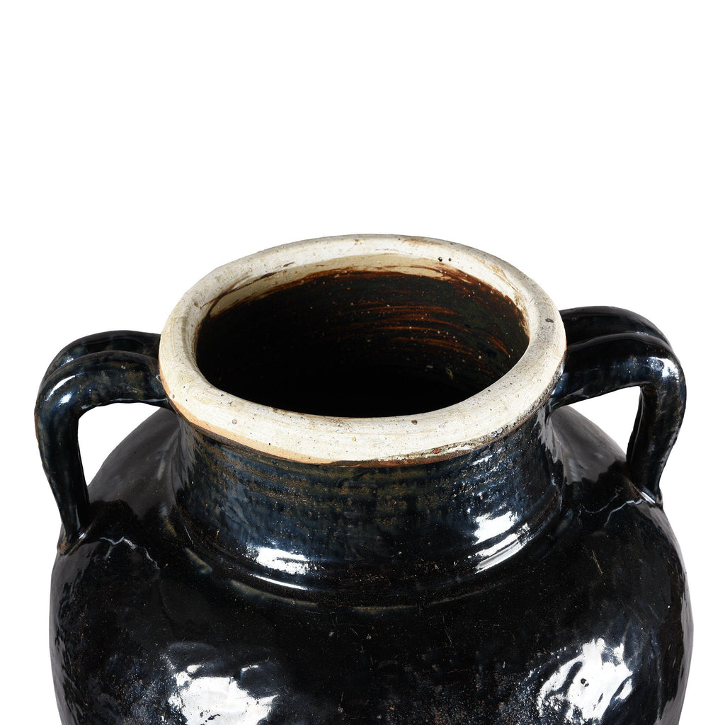 Black Glazed Stoneware Wine Jar From Hebei - 19thC