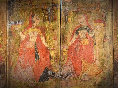 Painted Indian Rajasthani Door Panels