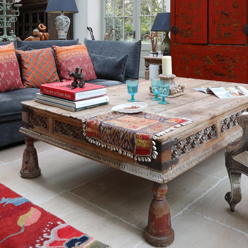 Antique Indian Takhat Coffee Table in a Victorian home