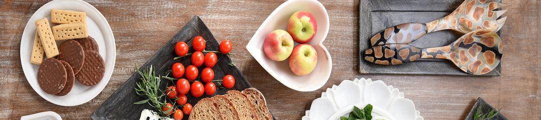 Indian Marble Serveware, Plates & Horn Salad Servers