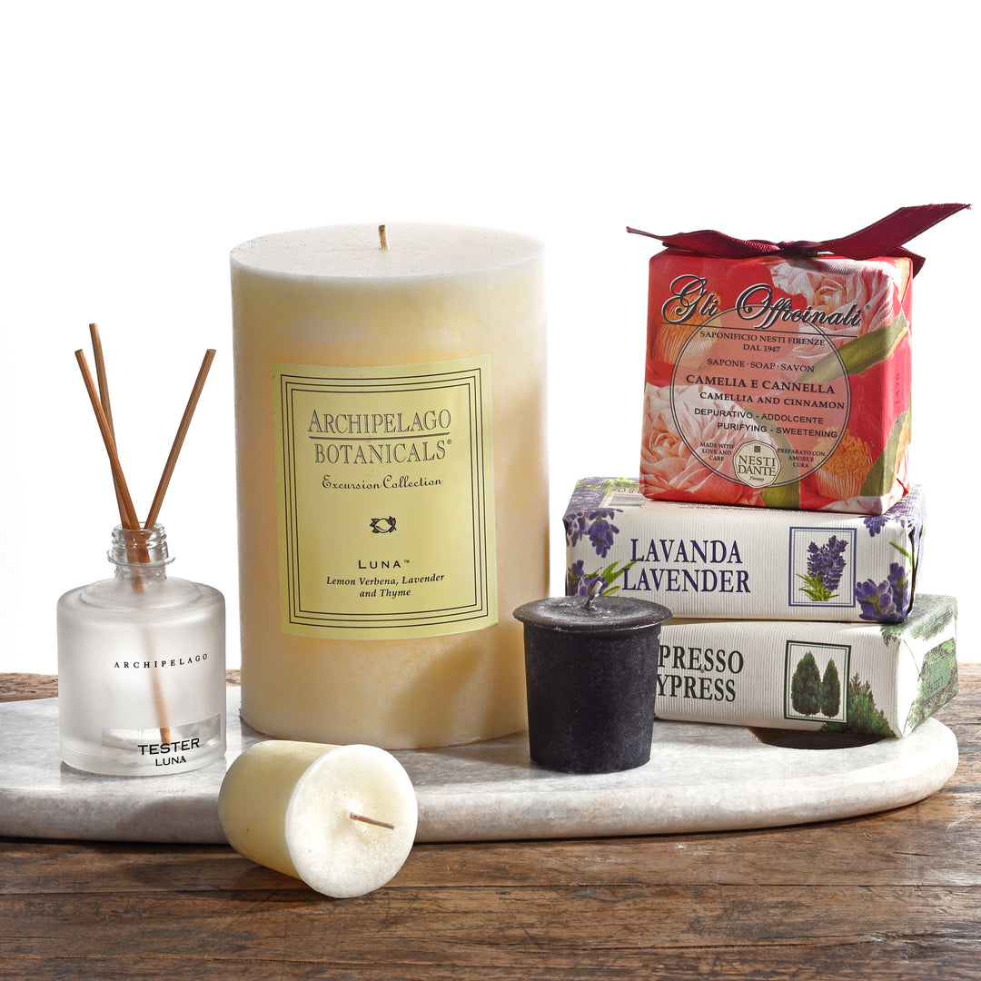 A selection of Archipelago Botanicals, LA Bruket & Nesti Danti Soaps, Candles & Handwashes | Indigo Antiques