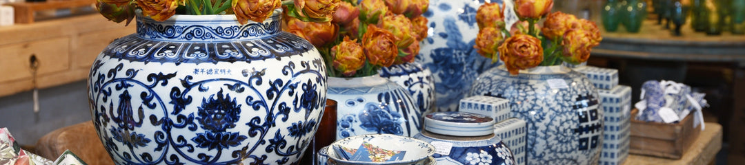 Hand Painted Reproduction Blue & White Chinese Porcelain & Ceramic Vases and Decorative Jars| Indigo Antiques