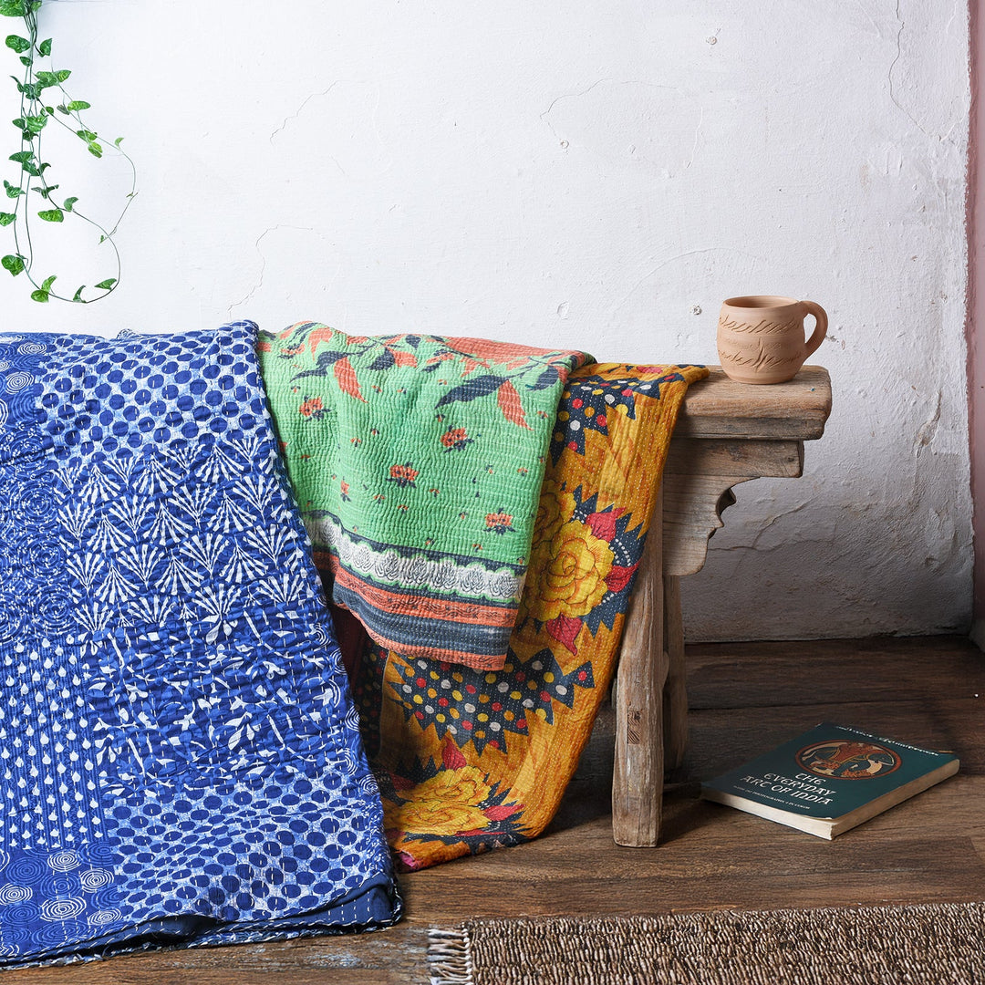 Vintage Indian Kantha Throws And Bedspreads