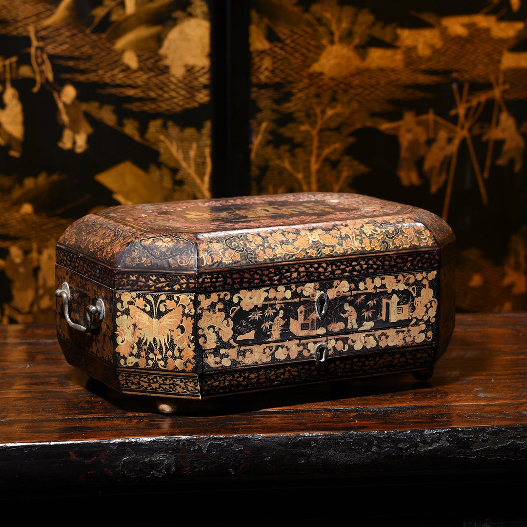 Antique lacquer Chinese Canton Export Box | Indigo Antiques
