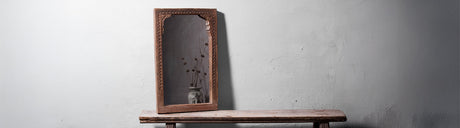 Old Painted Teak Fanlight Mirror - Late 19thC Old Painted Teak Fanlight Mirror - Late 19thC