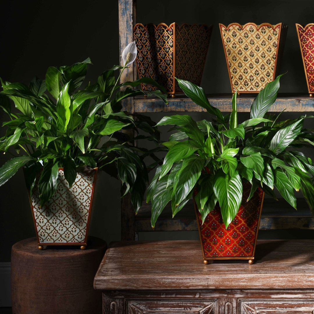 Our hand painted Rajasthani toleware bins, featured by Sheerluxe and Tat London