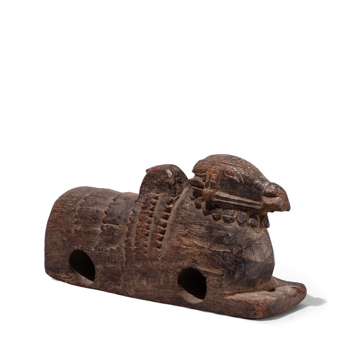 19th Century Carved Teak Nandi Bull Figure From Andhra Pradesh