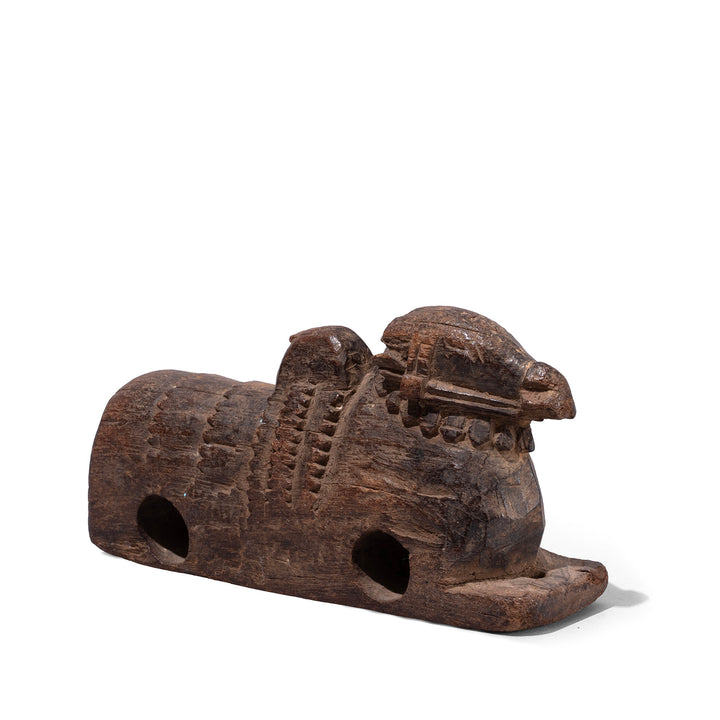 19th Century Carved Teak Nandi Bull Figure From Andhra Pradesh