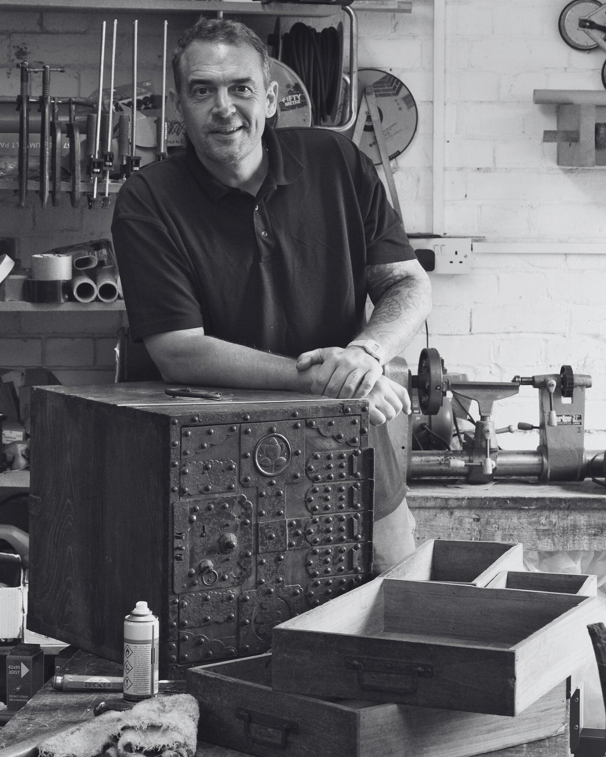 Charlie in the Indigo Antiques workshop