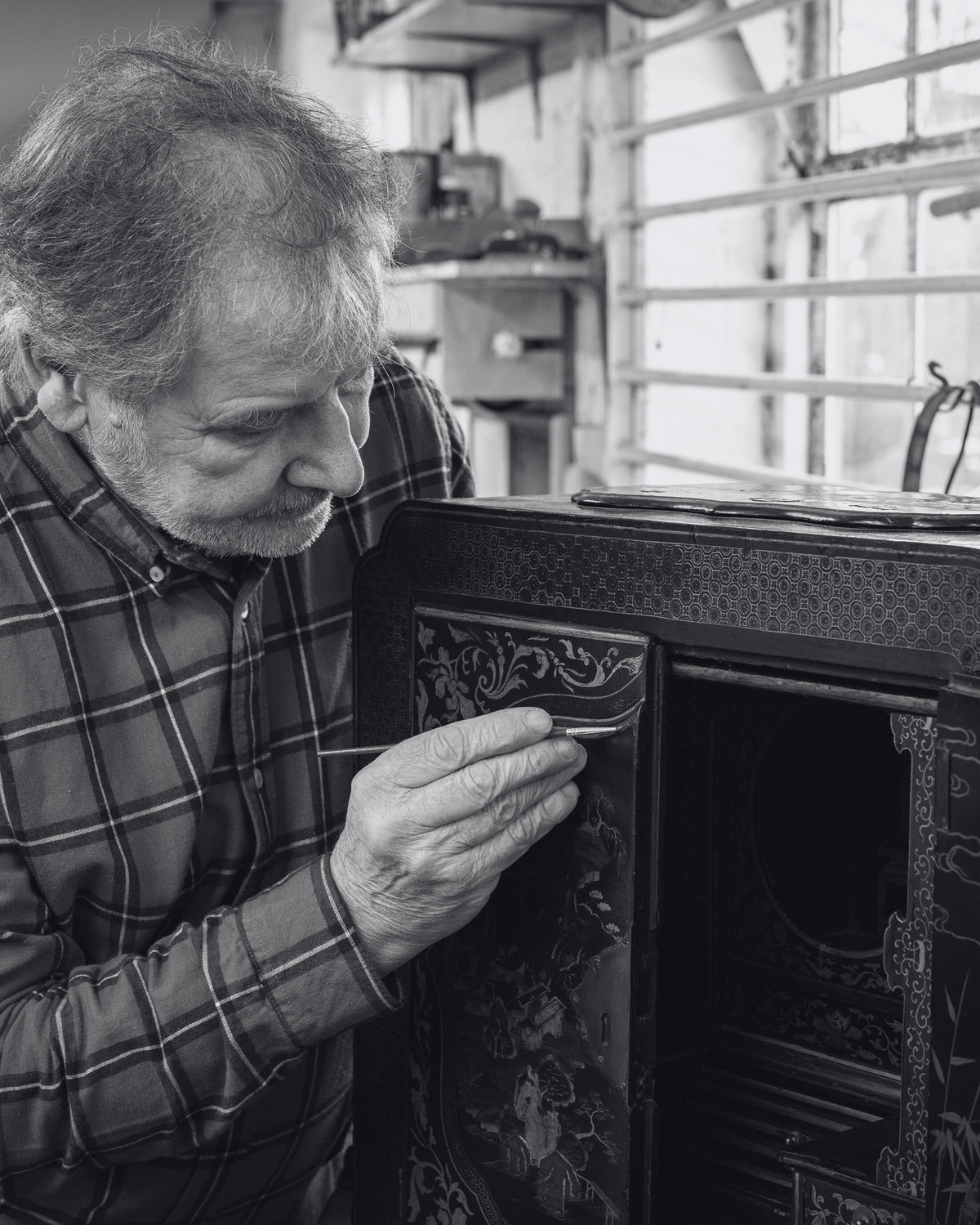 Richard in the Indigo Antiques workshop