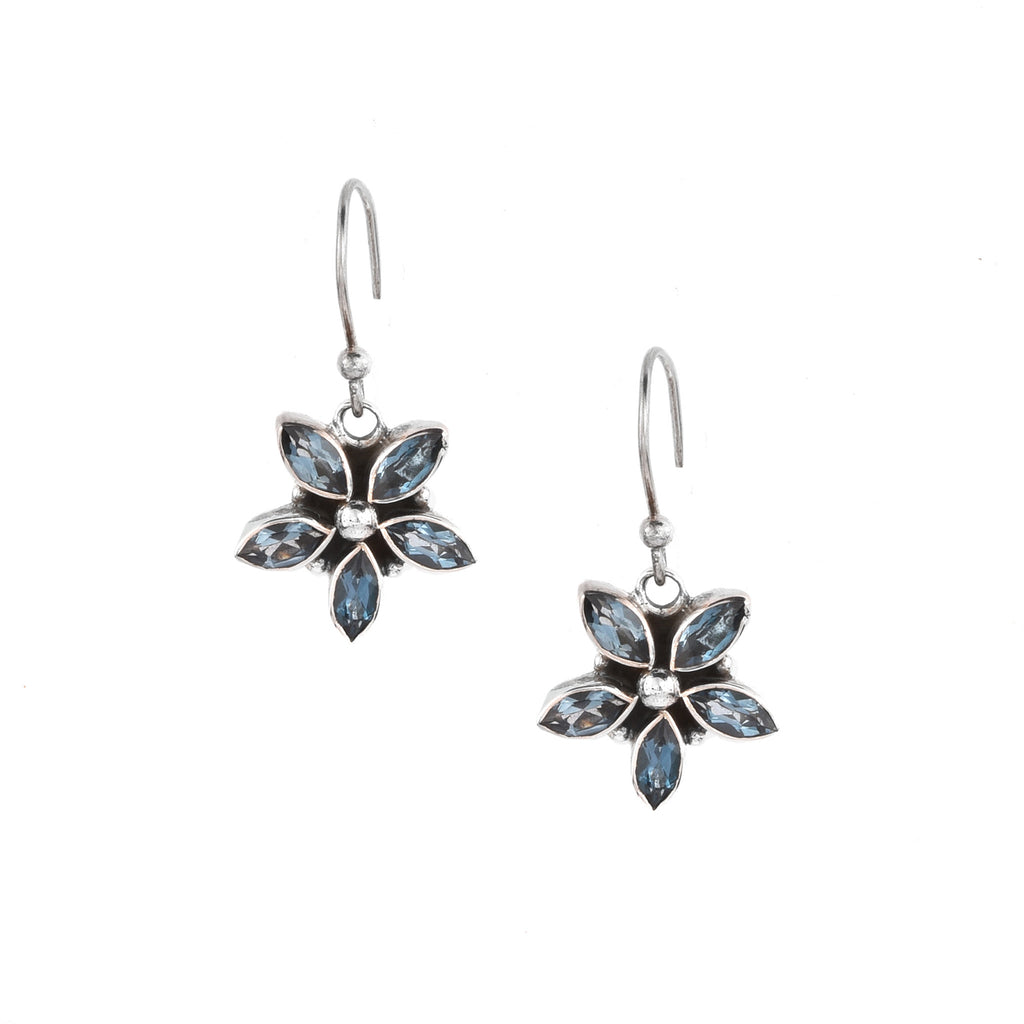 Silver and Blue Topaz Earrings - From Rajasthan