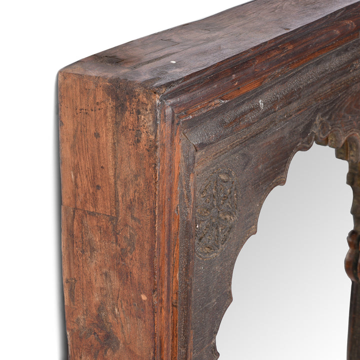 Corner Detail From Antique Carved Teak Mirror from Hyderabad | Indigo Antiques