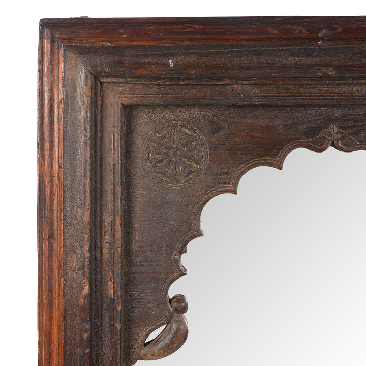 Carving Detail From Antique Carved Teak Mirror from Hyderabad | Indigo Antiques