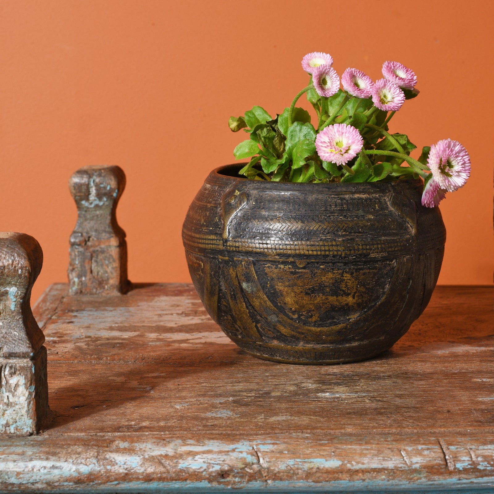 Antique Brass Measure from India, Orissa, Flower Pot | Indigo Antiques