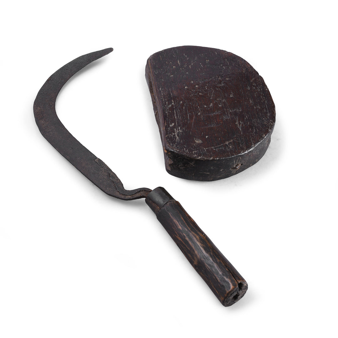 Antique Nepalese Carved Knife & Holder 