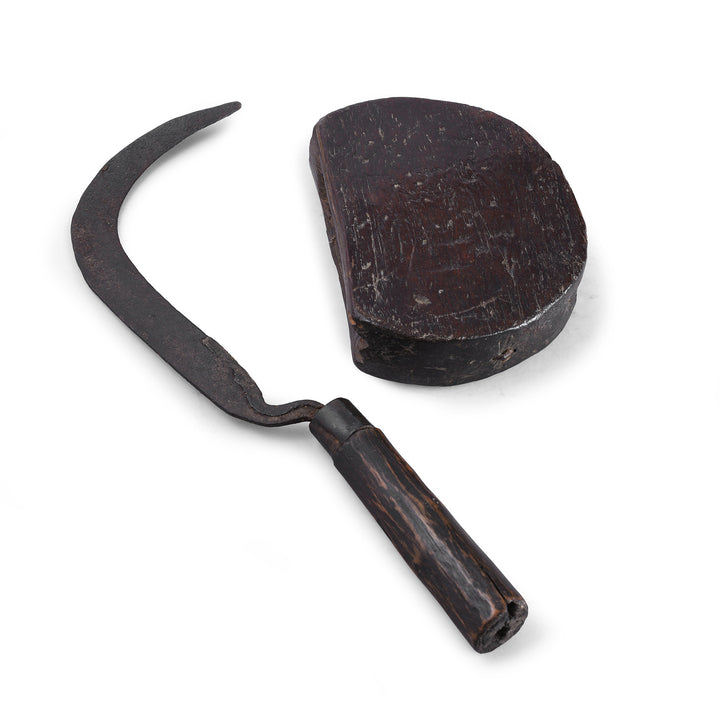 Antique Nepalese Carved Knife & Holder 