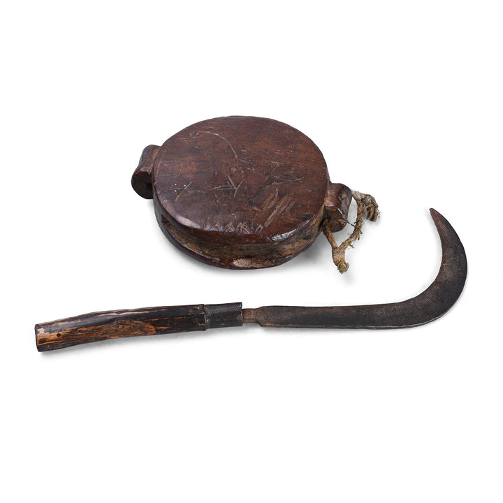 Back of Antique Nepalese Carved Knife & Holder 