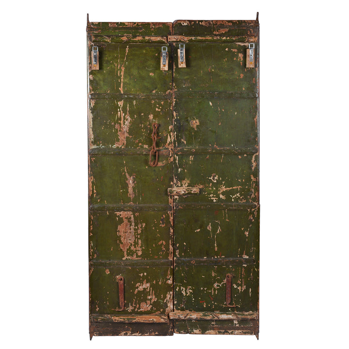 Back Of Antique Indian Painted Window Shutter From Bikaner | Indigo Antiques