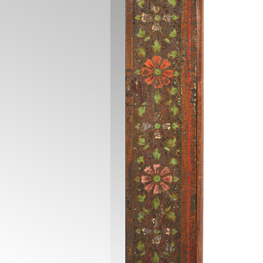 Detail From Vintage Painted Mirror - Traditional Rajasthani Design | Indigo Antiques