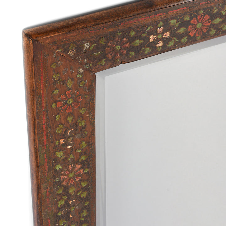 Depth Detail From Vintage Painted Mirror - Traditional Rajasthani Design | Indigo Antiques