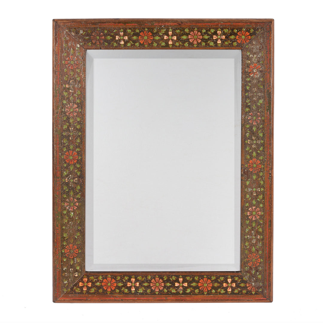 Vintage Painted Mirror - Traditional Rajasthani Design | Indigo Antiques