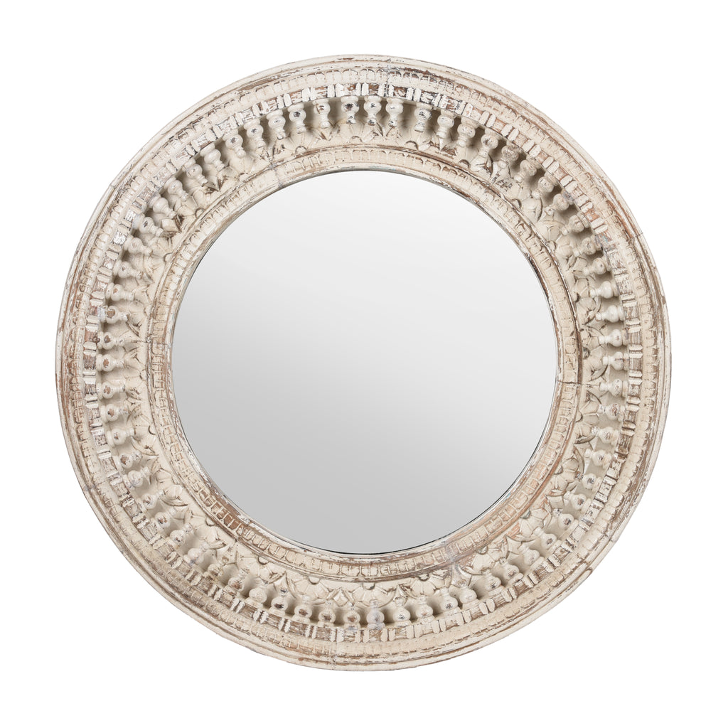 Round Mango Wood Indian Mirror