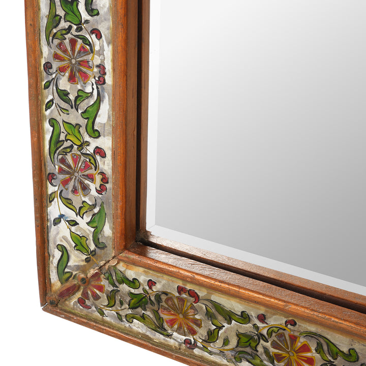 Bottom Corner Detail From Antique Indian Mosaic Glass Mirror | Indigo Antiques