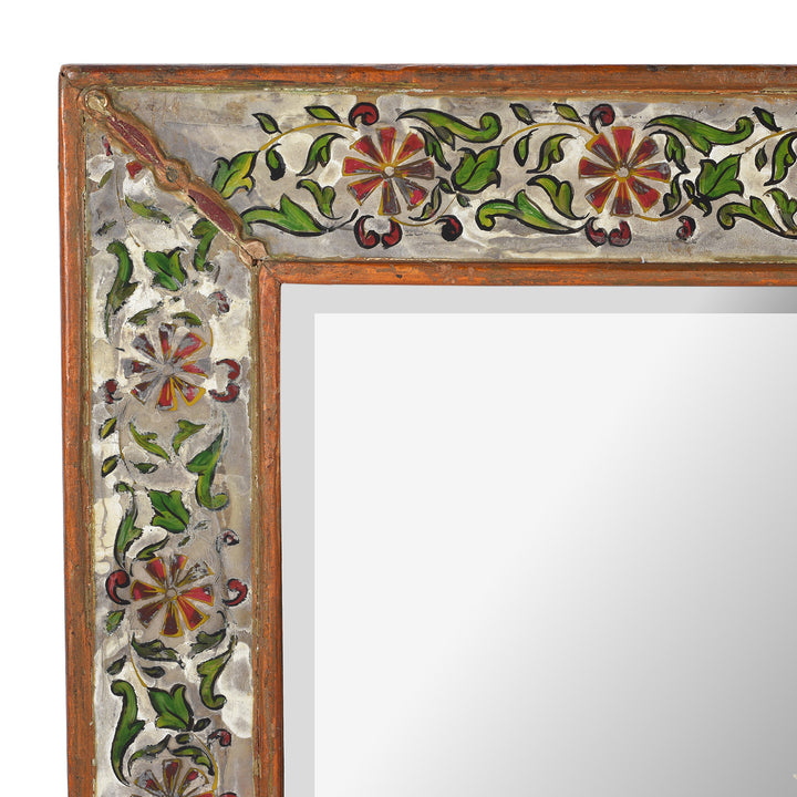 Corner Detail From Antique Indian Mosaic Glass Mirror | Indigo Antiques