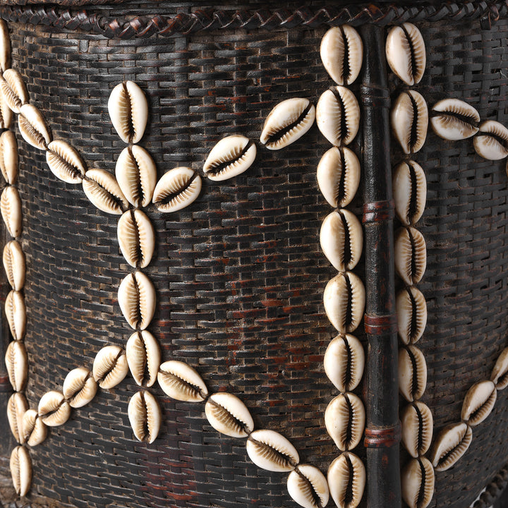 Shells Detail From Cowrie Decorated Tribal Basket From Nagaland - Ca 1930 | Indigo Antiques