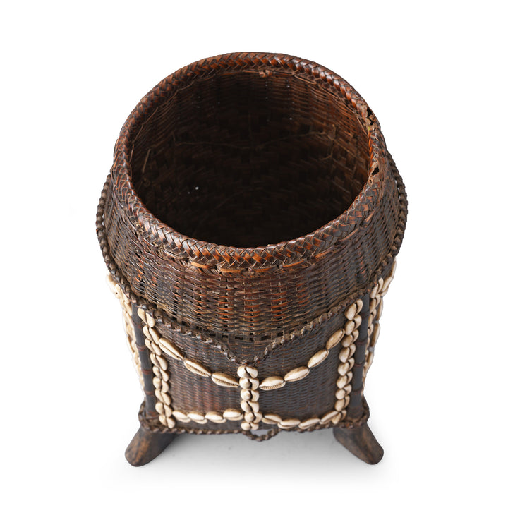 Interior Of Cowrie Decorated Tribal Basket From Nagaland - Ca 1930 | Indigo Antiques