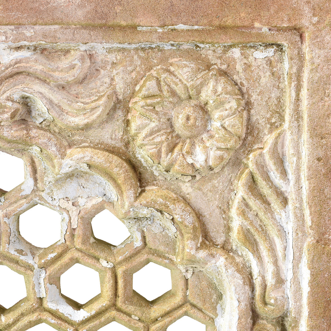 Carving Detail From Antique Carved Double Sided Stone Jali Panel From Rajasthan - 19th Century | Indigo Antiques