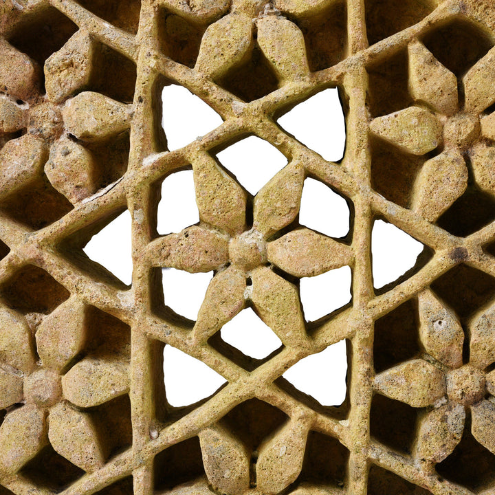 Central Star Detail From Antique Carved Mughal Style Stone Panel From Jodhpur | Indigo Antiques