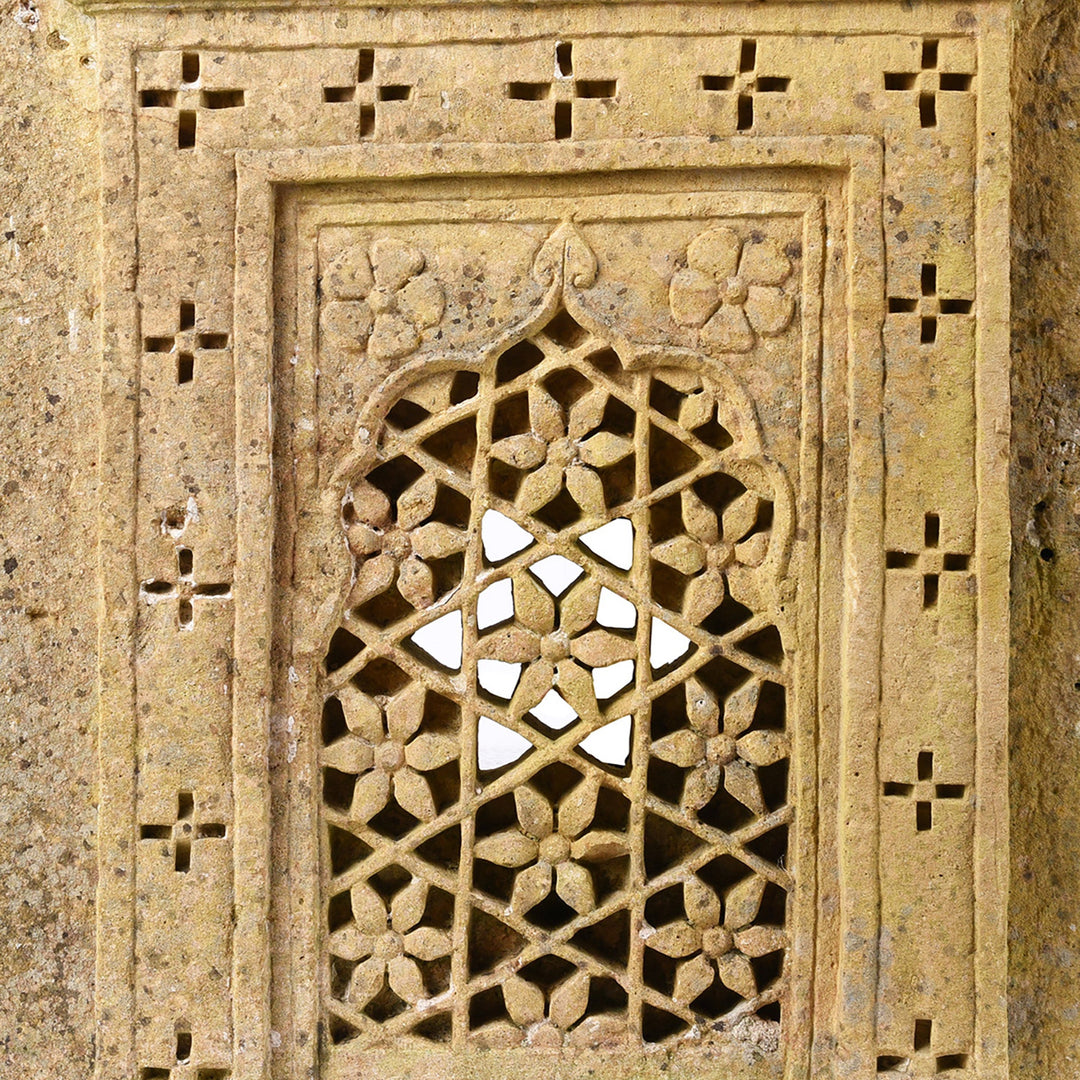 Carved Central Panel Detail From Antique Carved Mughal Style Stone Panel From Jodhpur | Indigo Antiques